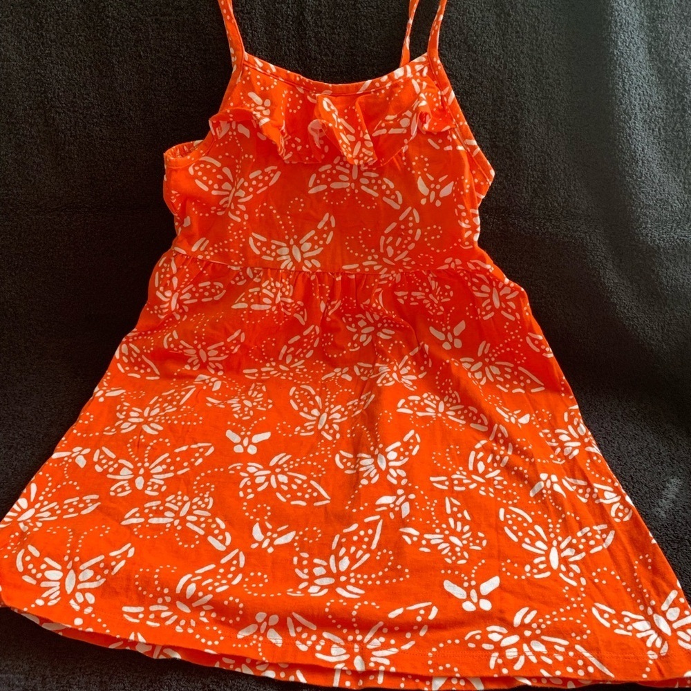 Orange Butterfly Print Dress